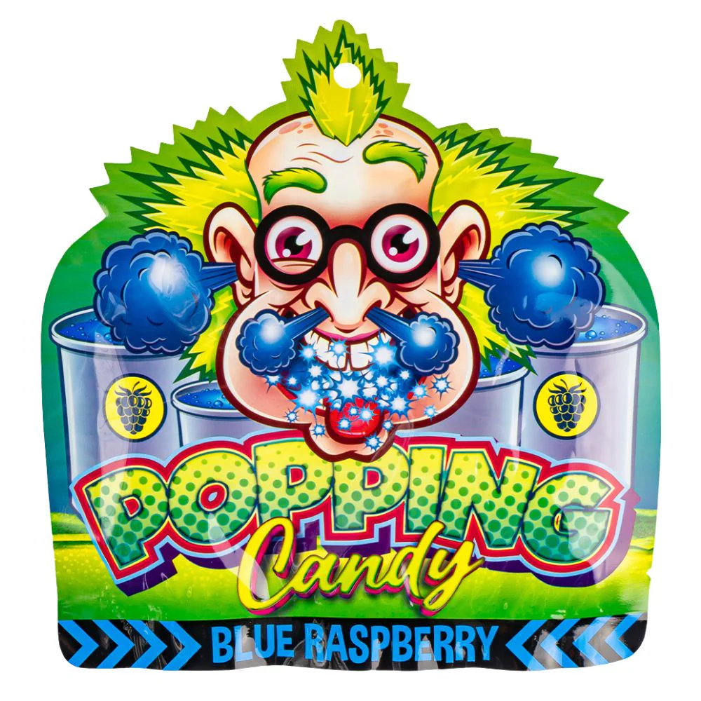 Dr. Sour Popping Candy Blue Raspberry, caramelle scoppiettanti aspre al gusto di lampone blu da 15g
