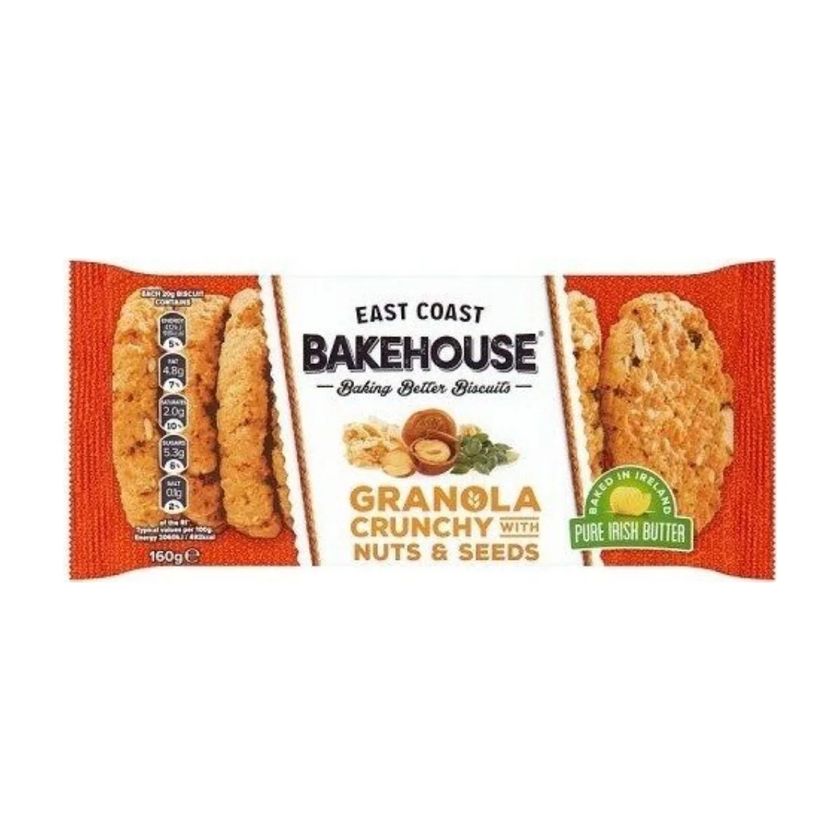 East Coast Bakehouse Granola Crunchy with Nut&Seed, biscotti di avena con semi di girasole, zucca e nocciole da  160g