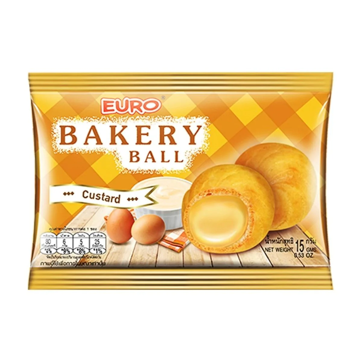 Euro Bakery Ball Custard, biscotti ripieni di crema pasticcera da 15g