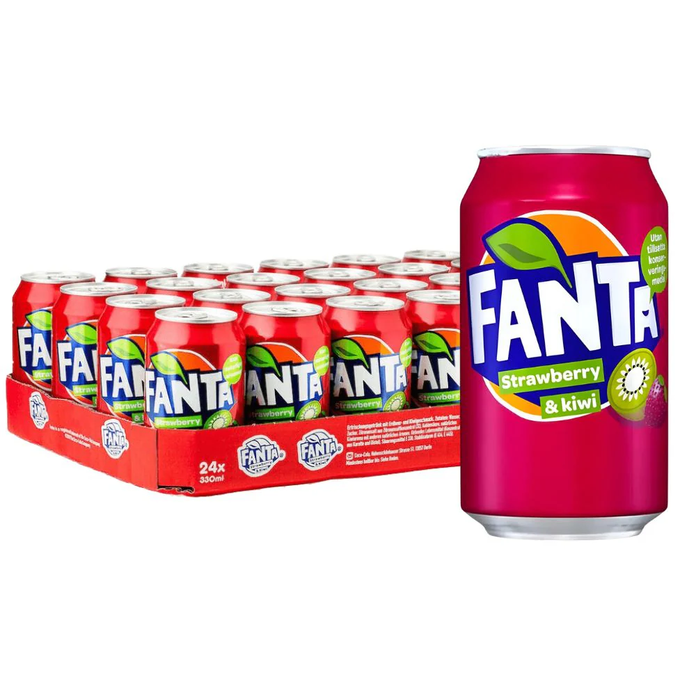Fanta Strawberry Kiwi, bevanda al gusto di fragola e kiwi da 330ml (confezione da 24)
