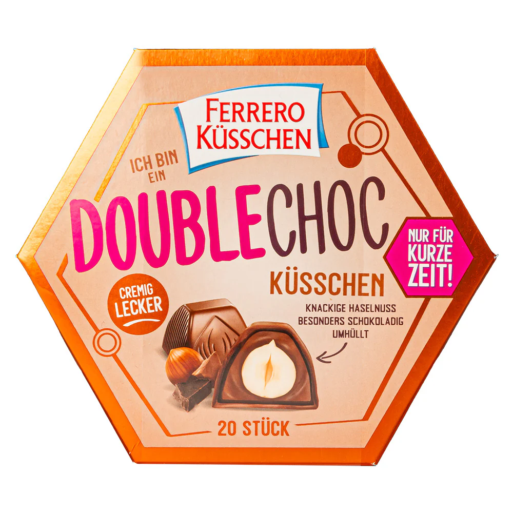 Ferrero Kusschen Double Choc, cioccolatini ripieni di crema al latte e nocciole da 190g