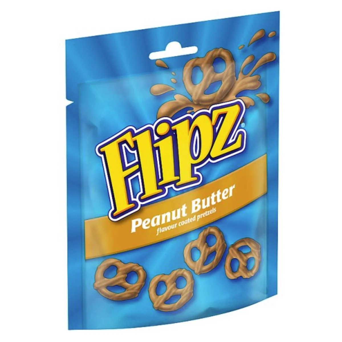 Flipz Peanut Butter Flavour Coated Pretzel, pretzel ricoperto di burro d'arachidi da 90g