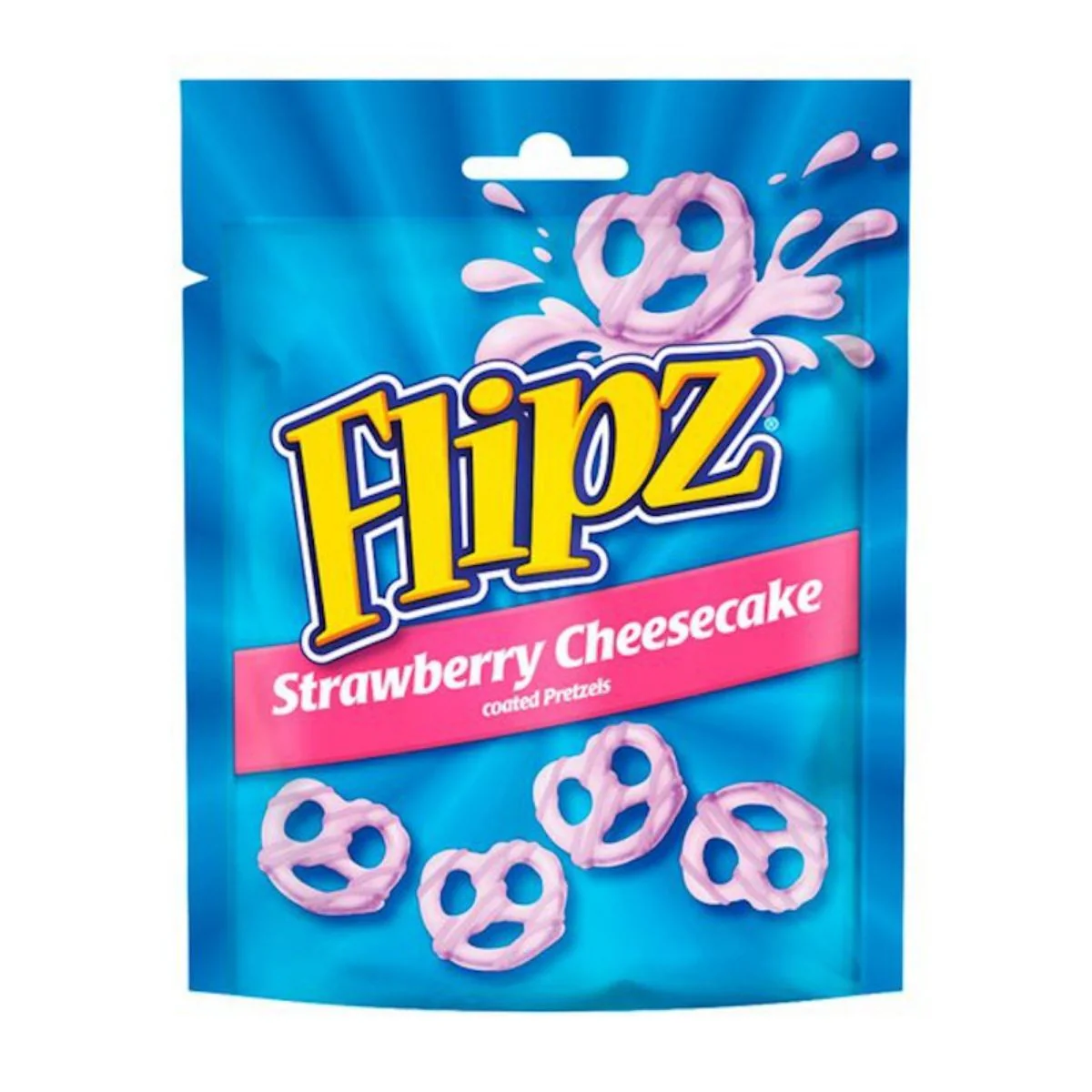 Flipz Strawberry Cheescake Coated Pretzel, pretzel ricoperti con crema cheesecake alla fragola da 90g