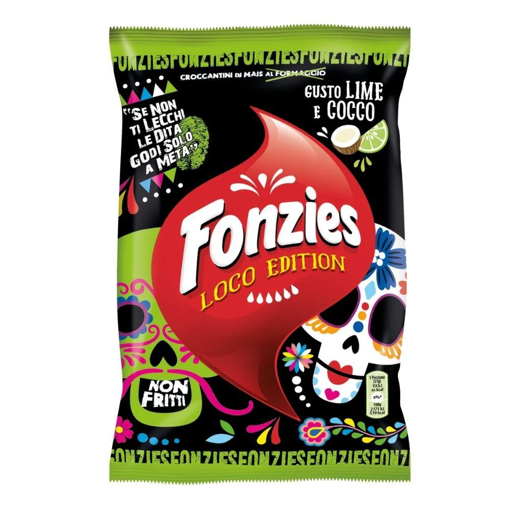 Fonzies Loco Edition, patatine al cocco e lime da 100g