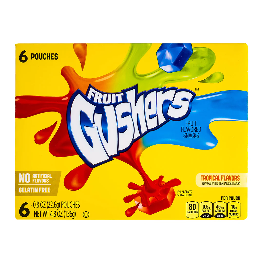 Fruit Gushers Strawberry&Tropical Flavor,  caramelle alla frutta da 136g