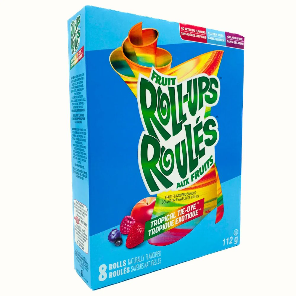 Fruit Roll-Ups Tropical Tie Dye, 8 caramelle al gusto di frutta da 112g