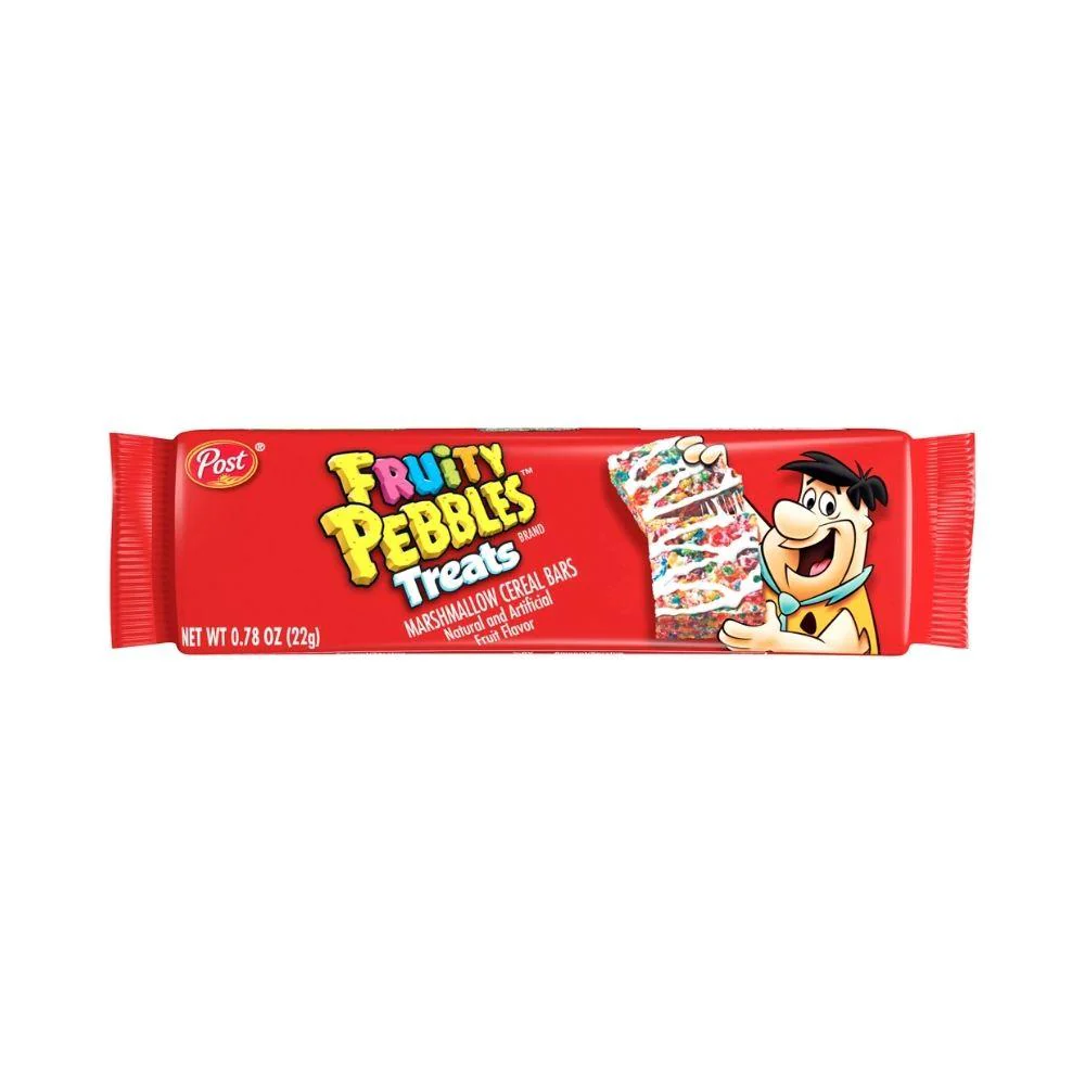 Fruity Pebbles Treats, barretta di cereali alla frutta e marshmallows da 22g