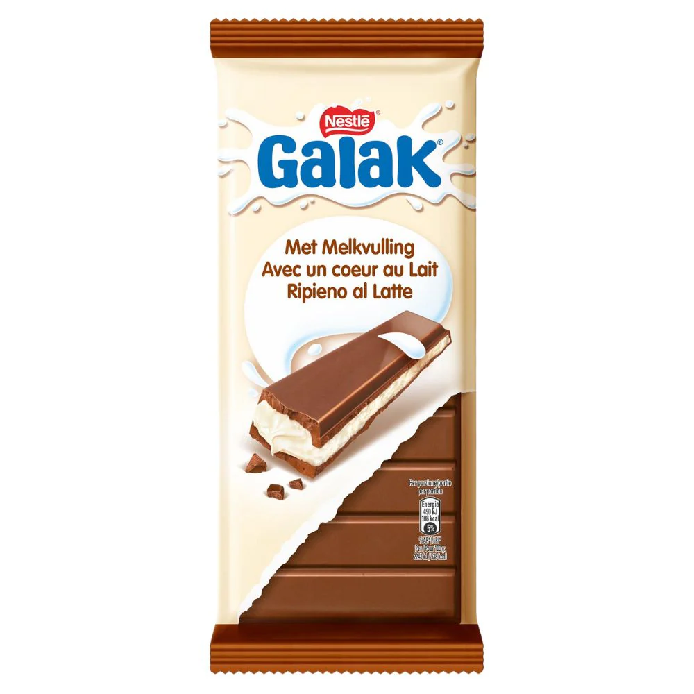 Galak Milk Chocolate, tavoletta di cioccolato al latte ripieno con crema al latte da 100g