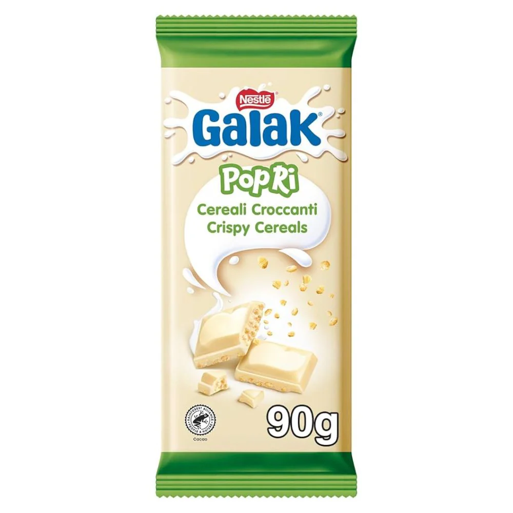 Galak Popri Crispy Cereals, tavoletta di cioccolato bianco con cereali croccanti da 90g