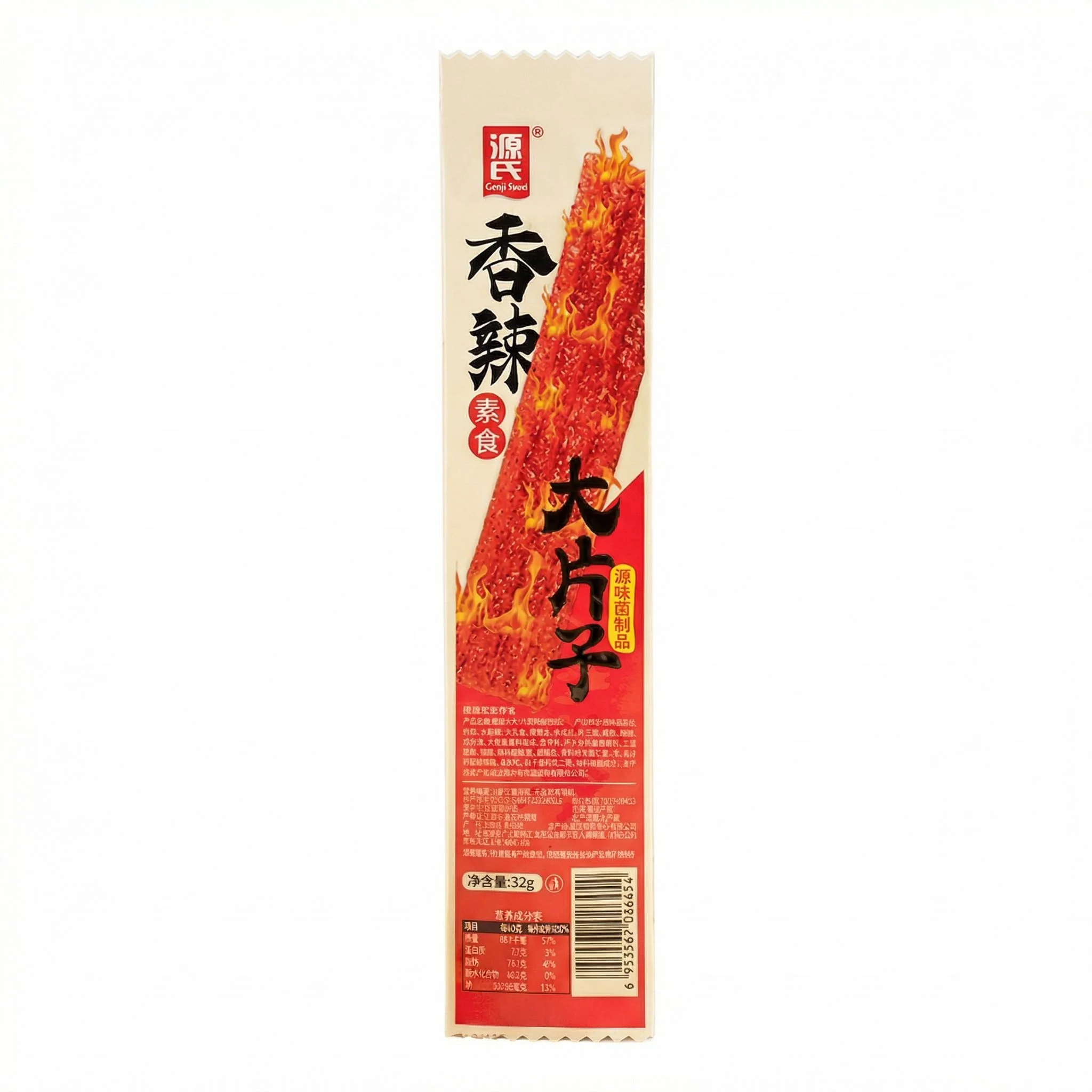 Genji Spicy Big Gluten Sheet Big La Tiao, snack a base di frumento piccante da 32g