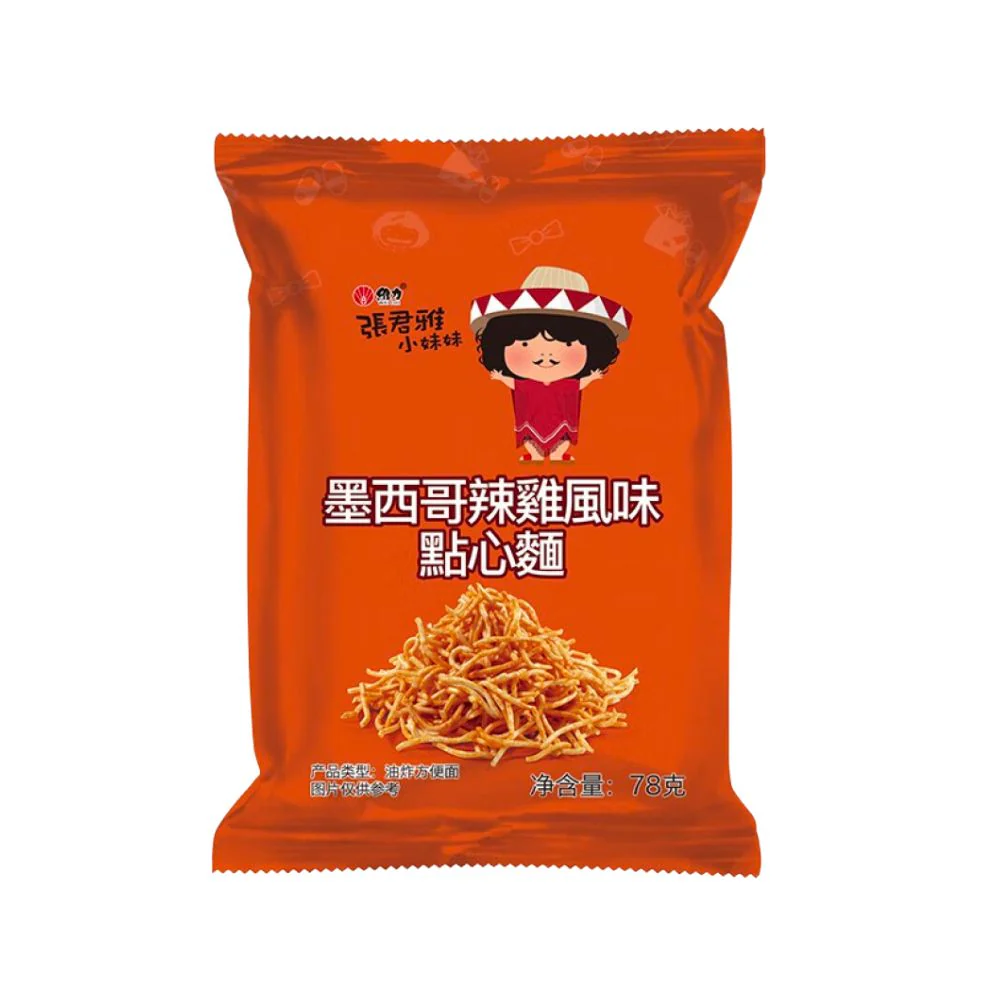 Zhang Junya's Little Sister Mexican Chicken Tagliatelle, tagliatelle croccanti al gusto di pollo piccante da 78g