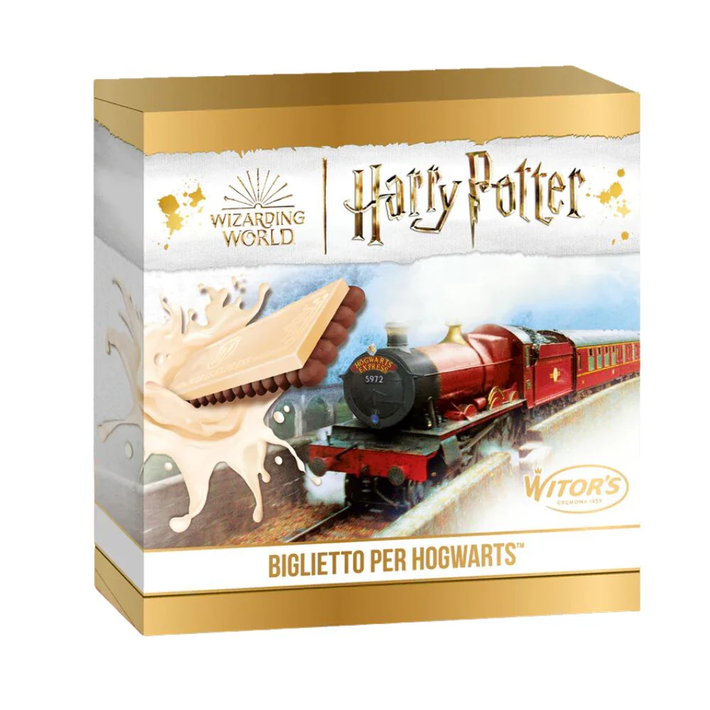 Harry Potter Hogwarts Ticket White Choco, biscotto al cacao con tavoletta di crema al latte da 126g