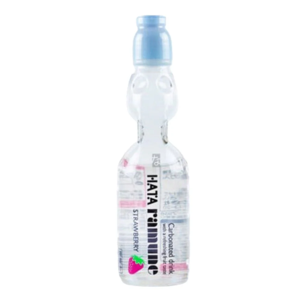 Hata Ramune Strawberry Transparent, bevanda frizzante al gusto di fragola da 200ml
