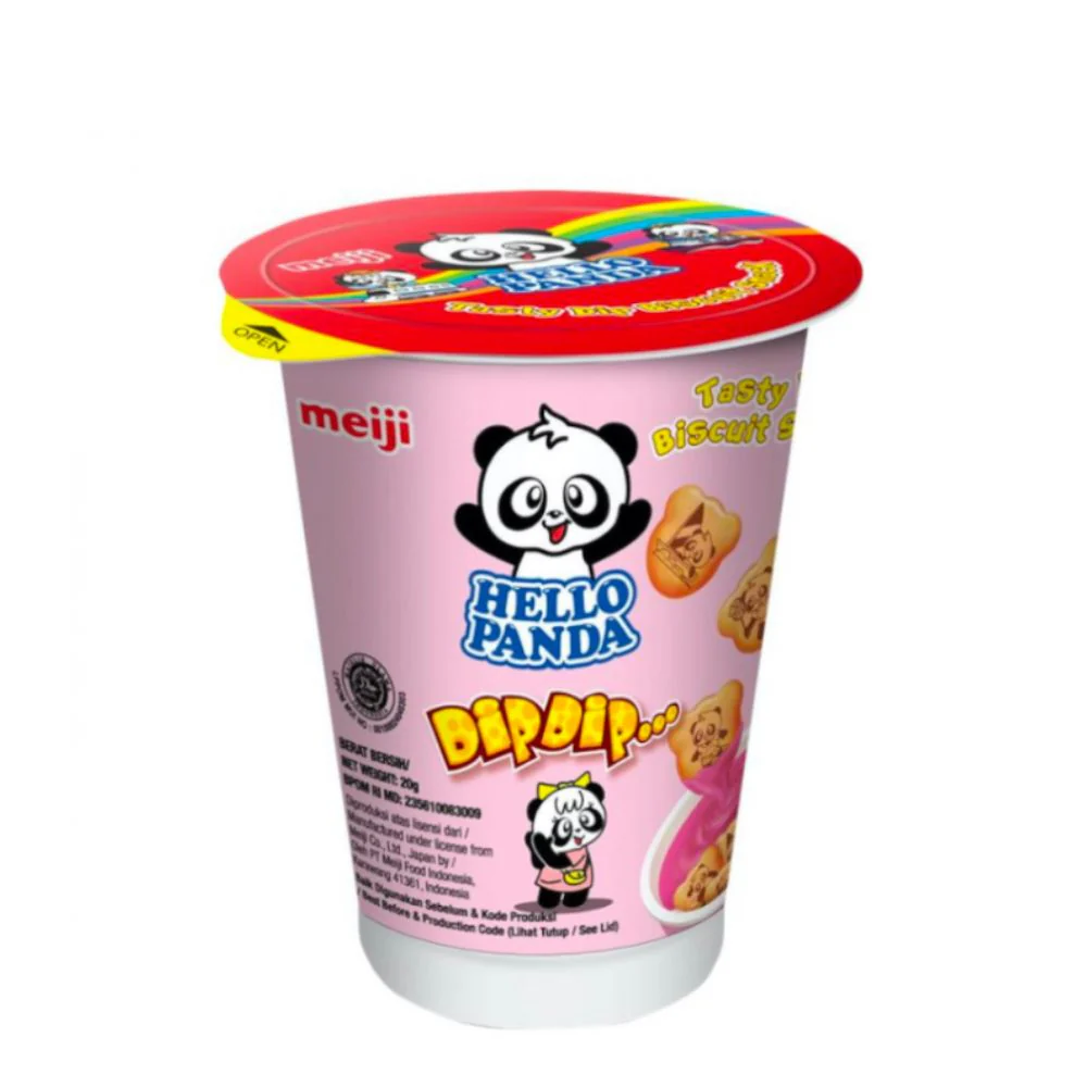 Hello Panda Dip Dip Strawberry, biscotti con crema alla fragola da 20g