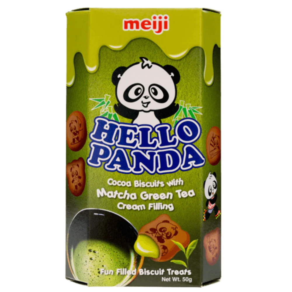 Hello Panda Matcha, biscotti a forma di panda con crema al tè matcha da 50g