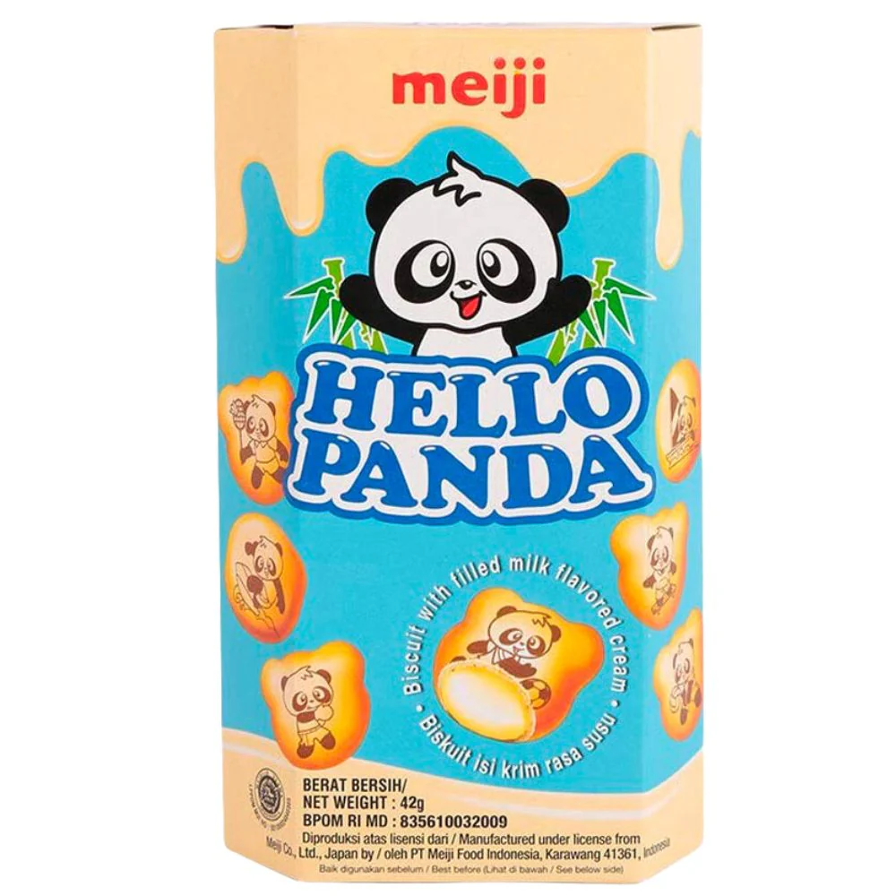 Meiji Hello Panda Milk Cream, biscotti ripieni di crema al latte da 42g