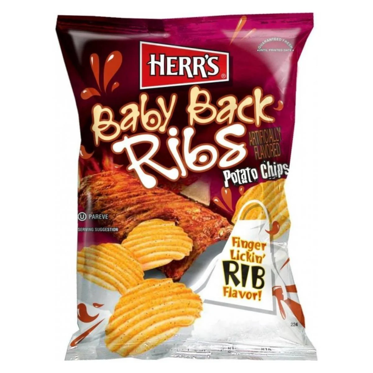 Herr's Baby Back Ribs Potato Chips, confezione di patatine da 184g