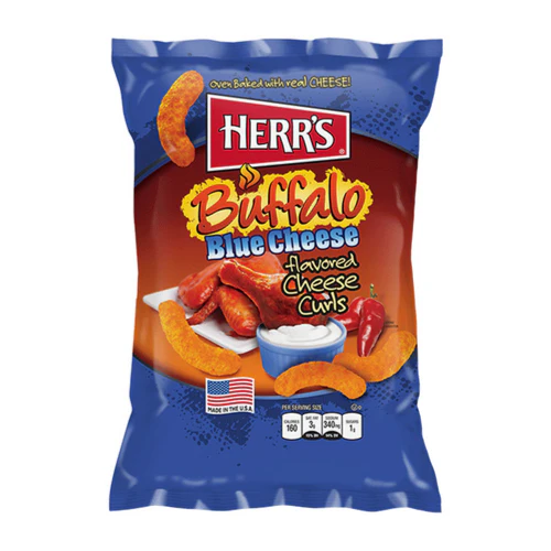 Herr's Buffalo Blue Cheese, confezione di patatine al formaggio al gusto buffalo da 200g