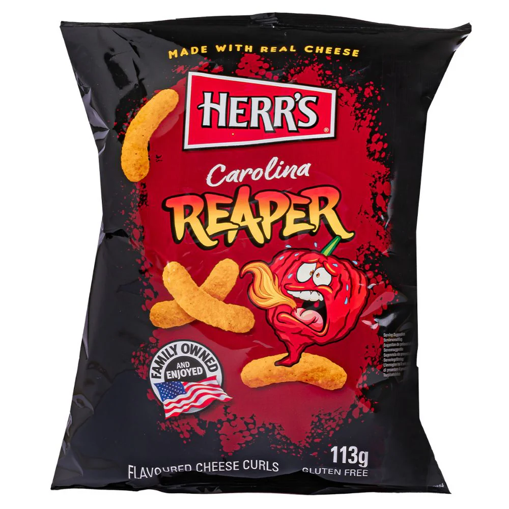 Herr's Carolina Reaper, patatine al formaggio piccante da 113g