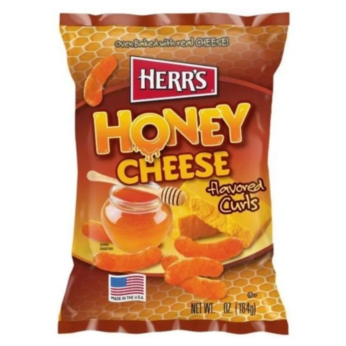 Herr's Honey Cheese Curl, patatine al formaggio aromatizzate al miele da 184g