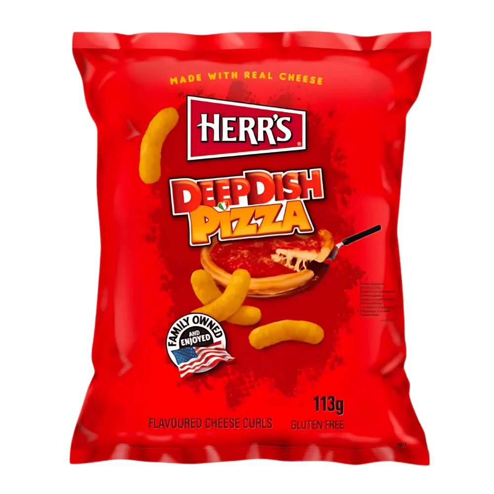Herr's DeepDish Pizza, patatine al formaggio al gusto pizza da 113g