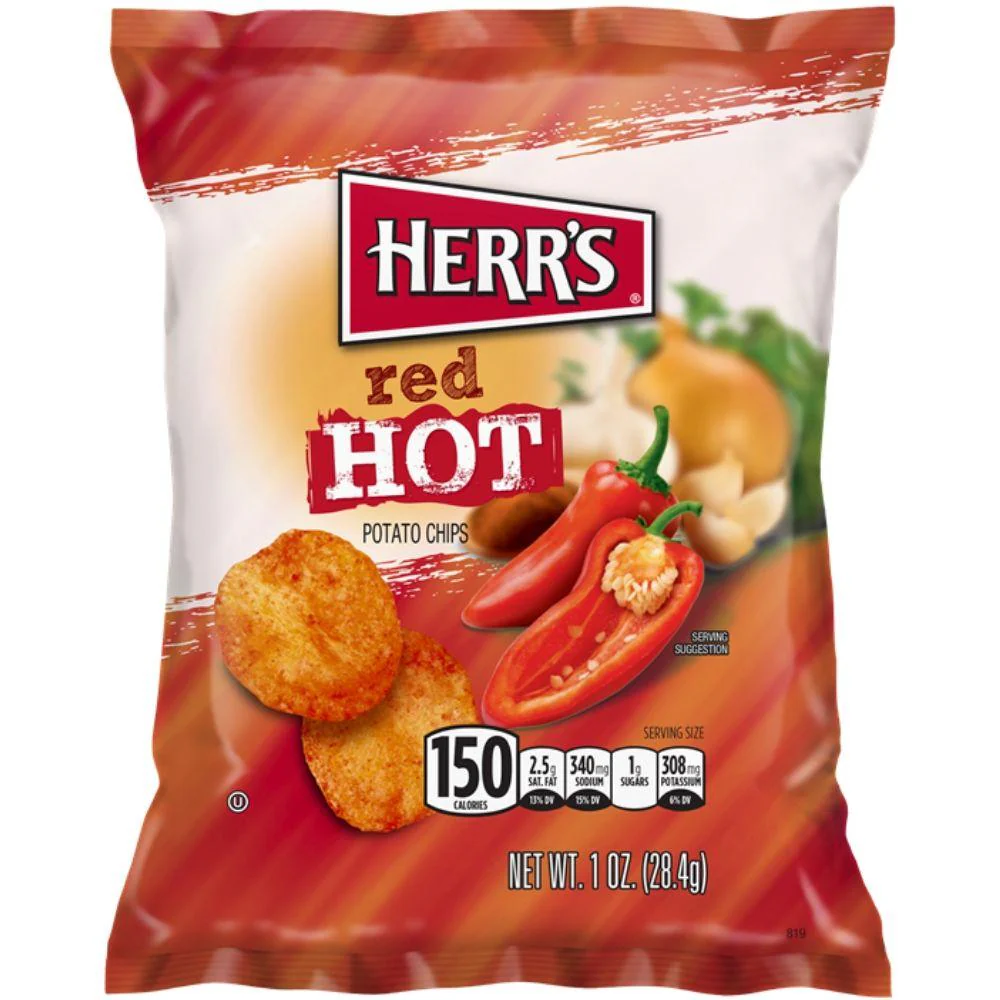 Herr's Red Hot, patatine al peperoncino rosso da 28.4g