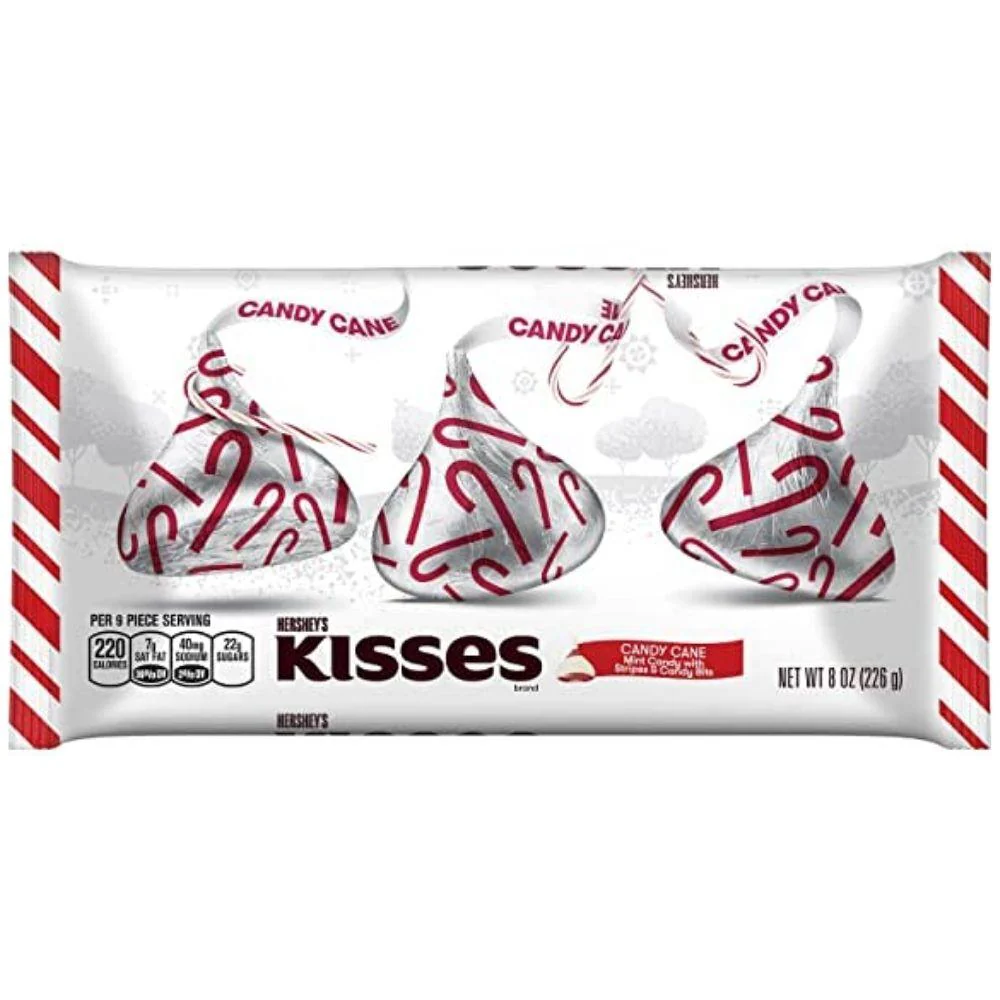 Hershey's Candy Cane Kisses, cioccolatini aromatizzati alla menta da 226g