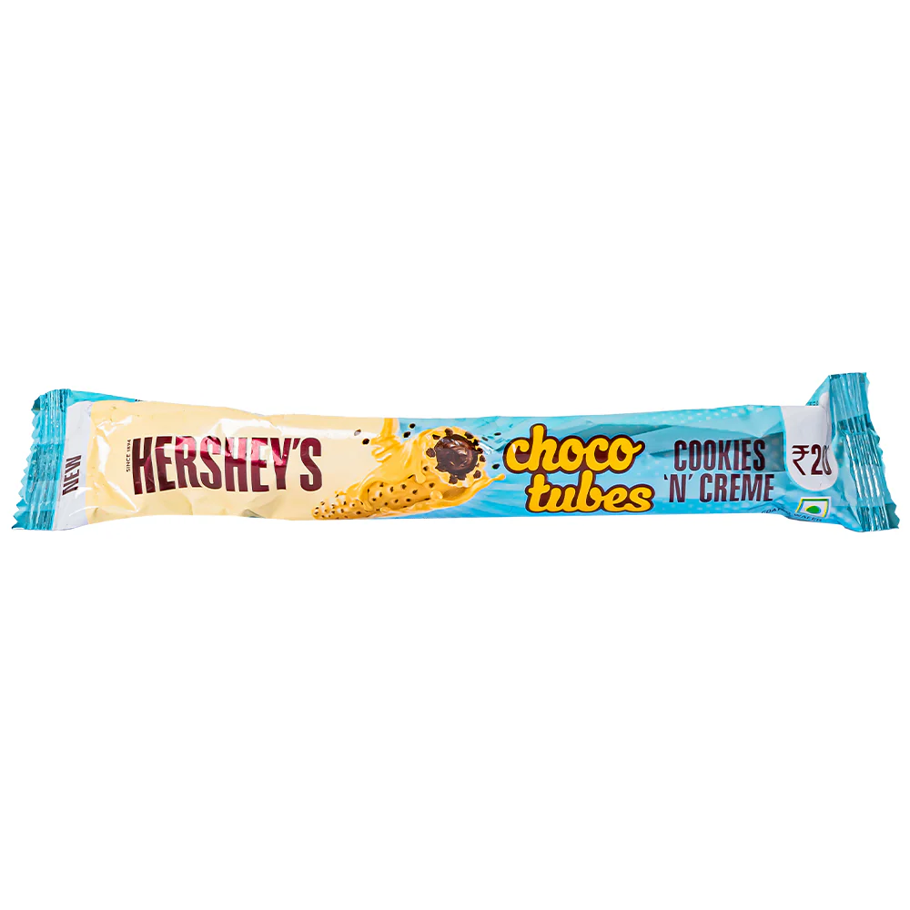 Hershey's Choco Tube Cookies 'N' Creme, barretta di cioccolato bianco con pezzi di biscotto da 25g
