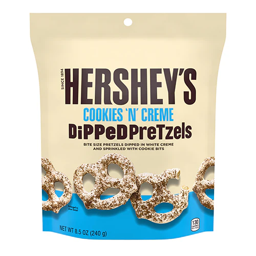 Hershey's Cookies'n'creme Dipped Pretzel, pretzel rivestiti di cioccolato bianco da 120g