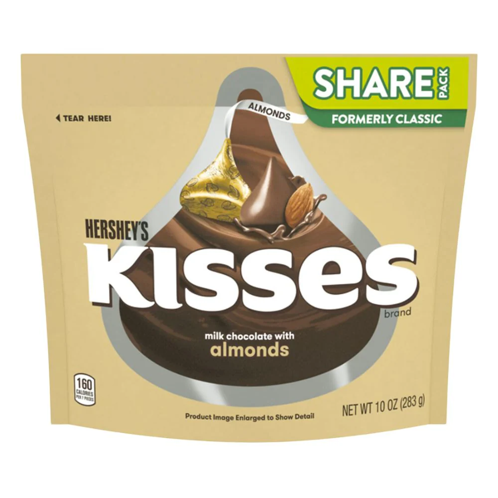 Hershey's Kisses Milk Chocolate with Almonds, cioccolatini con mandorle da 283g
