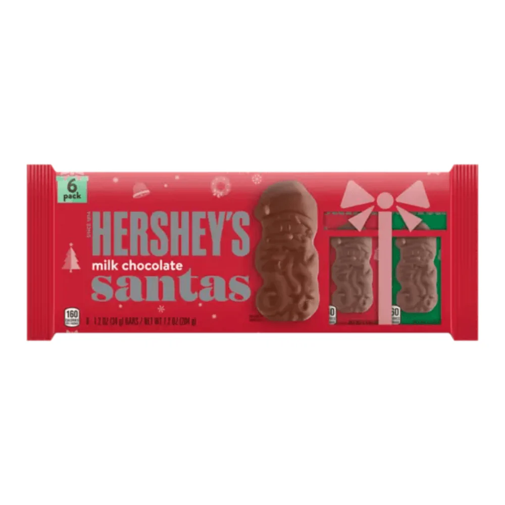 Hershey's Milk Chocolate Santas, 6 barrette di babbo natale al cioccolato da 204g
