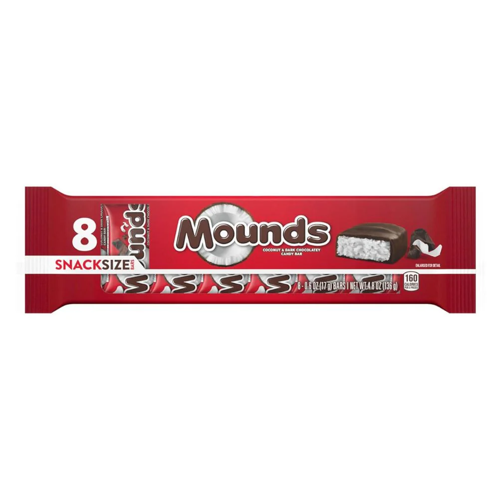 Hershey's Mounds, 8 barrette di cioccolato fondente ripieni di cocco da 17g