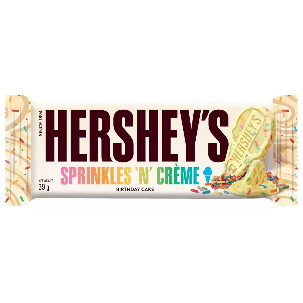 Hershey's Sprinkles'n Creme, barretta di cioccolato bianco con zuccherini colorati da 39g