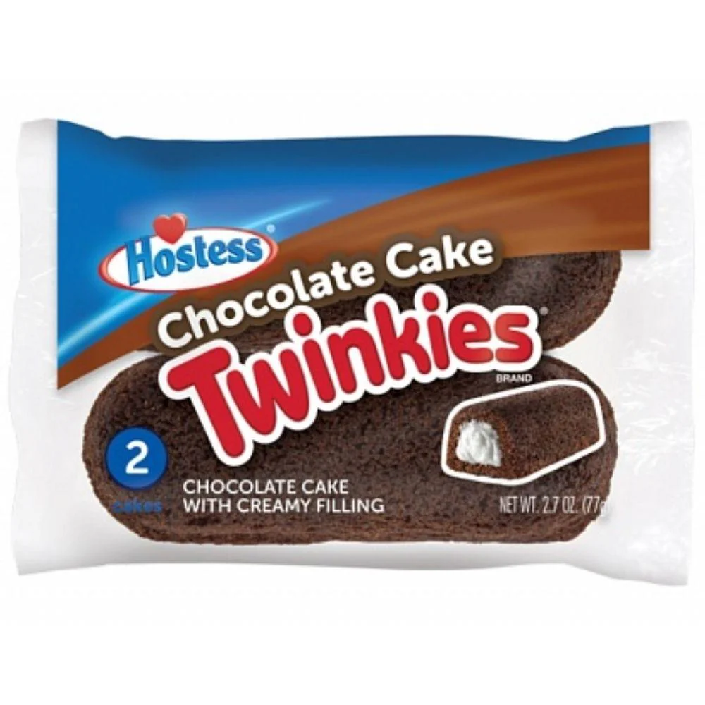 Hostess Twinkies Chocolate 2 Pack, due merendine al cioccolato ripiene alla crema