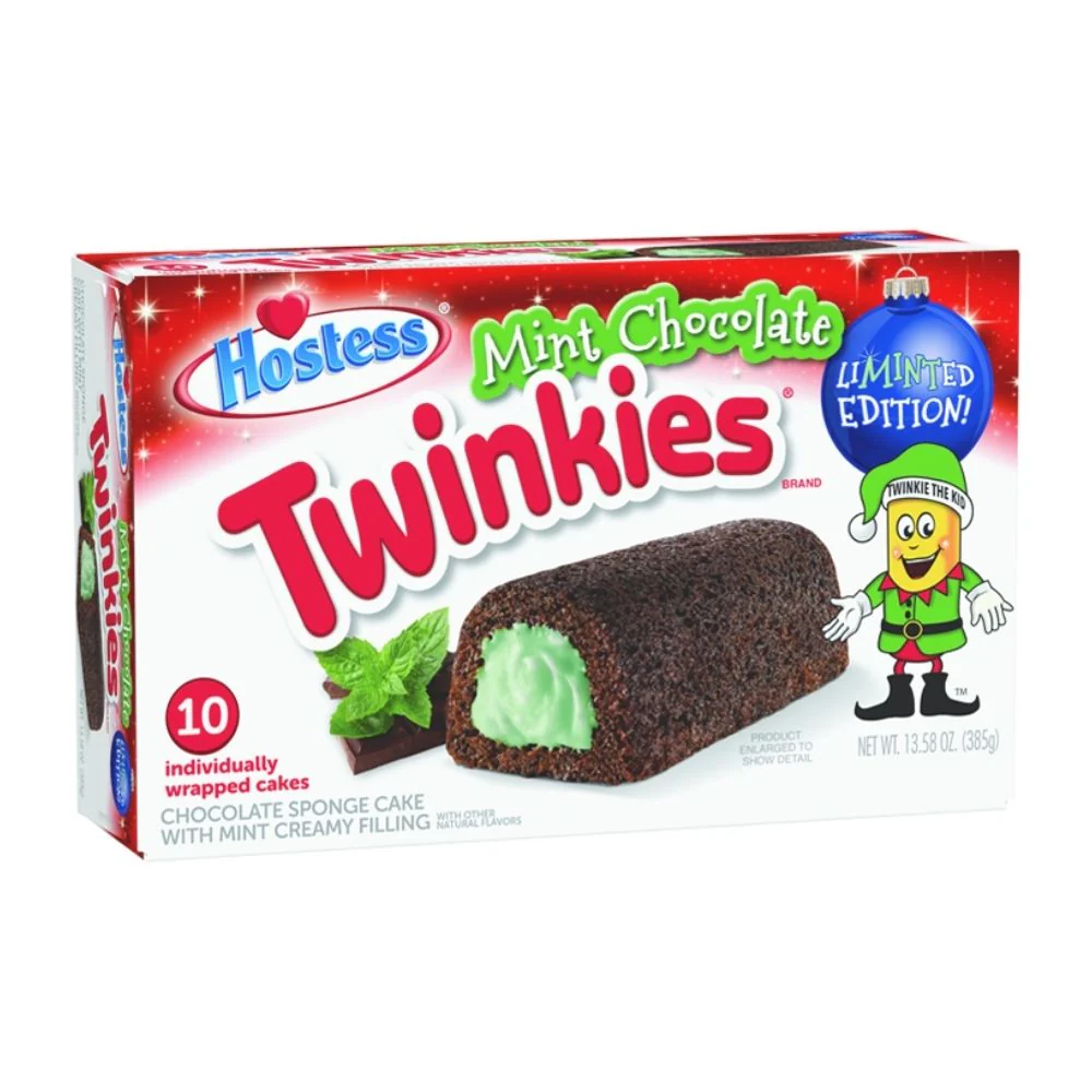 Hostess Twinkies Mint Chocolate, merendine al cacao ripiene di crema alla menta da 385g