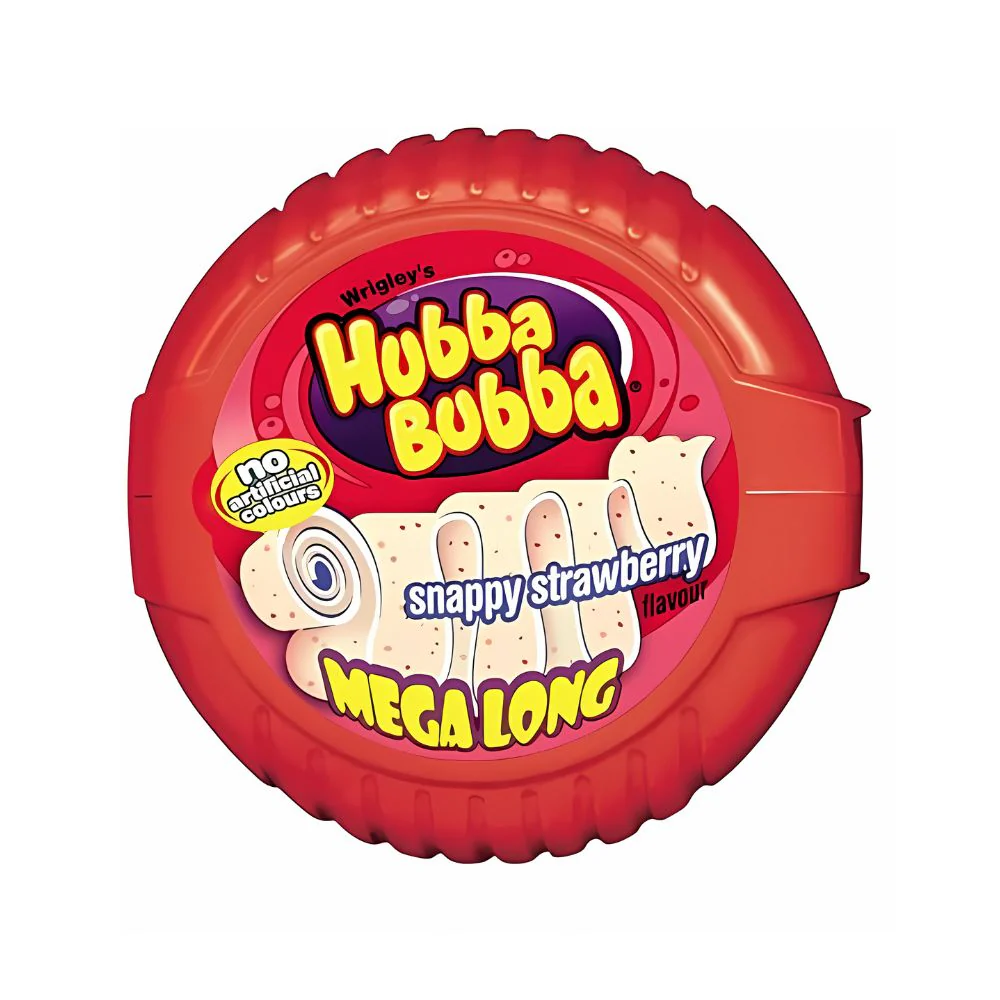 Hubba Bubba Mega Long Snappy Strawberry, chewing gum alla fragola da 56g