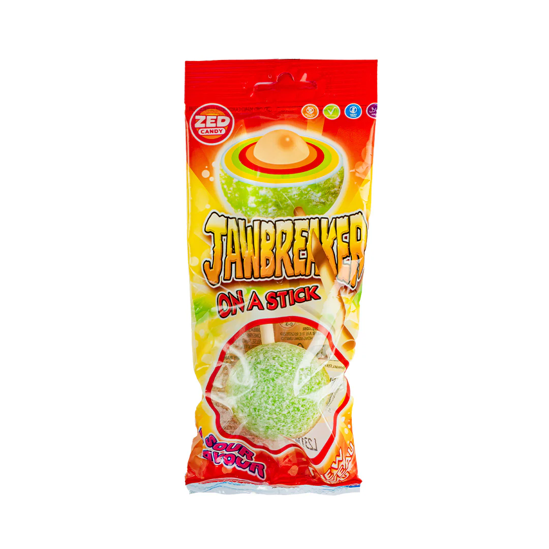 Jawbreaker On a Stick Sour Flavour, lecca lecca gigante con gomma da masticare al centro gusto aspro da 50g