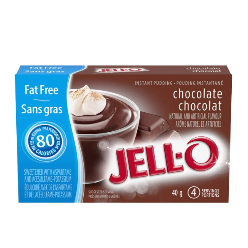 Jell-O Chocolate Instant Pudding Fat Free, budino istantaneo al gusto di cioccolato da 40g