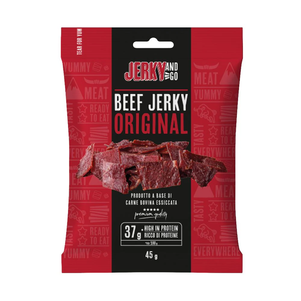 Jerky and Go Beef Jerky Original, carne secca di manzo da 45g