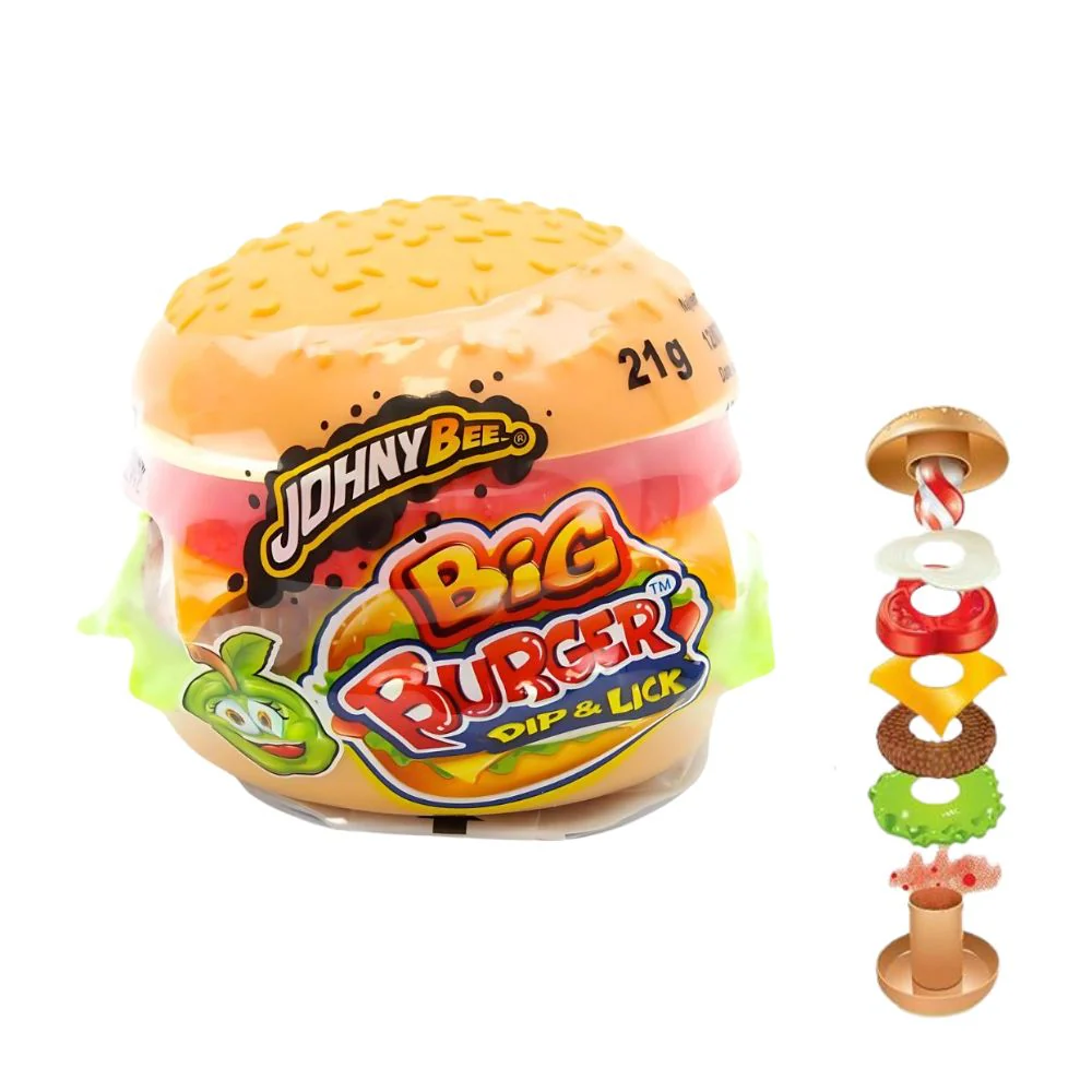 Johny Bee Big Burger Dip & Lick, lecca lecca con polverina gusto a sorpresa da 21g