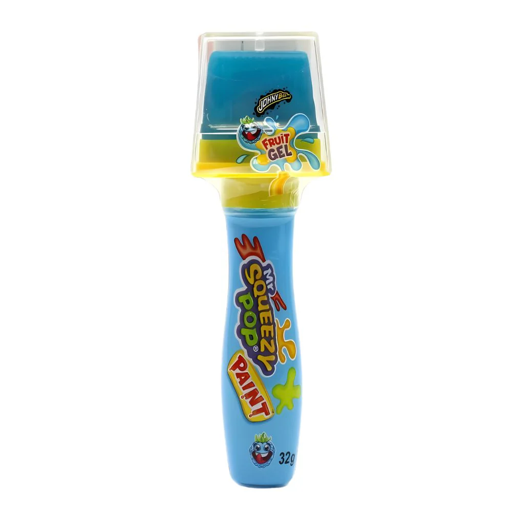Johny Bee Mr Squeezy Pop Paint Blue Raspberry, lecca lecca e caramella liquida al gusto di lampone da 32g