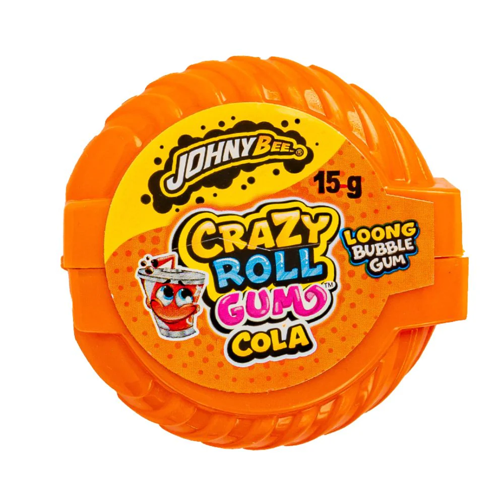 Johny Bee Crazy Roll Cola Bubble Gum, gomme da masticare al gusto di cola da 15g