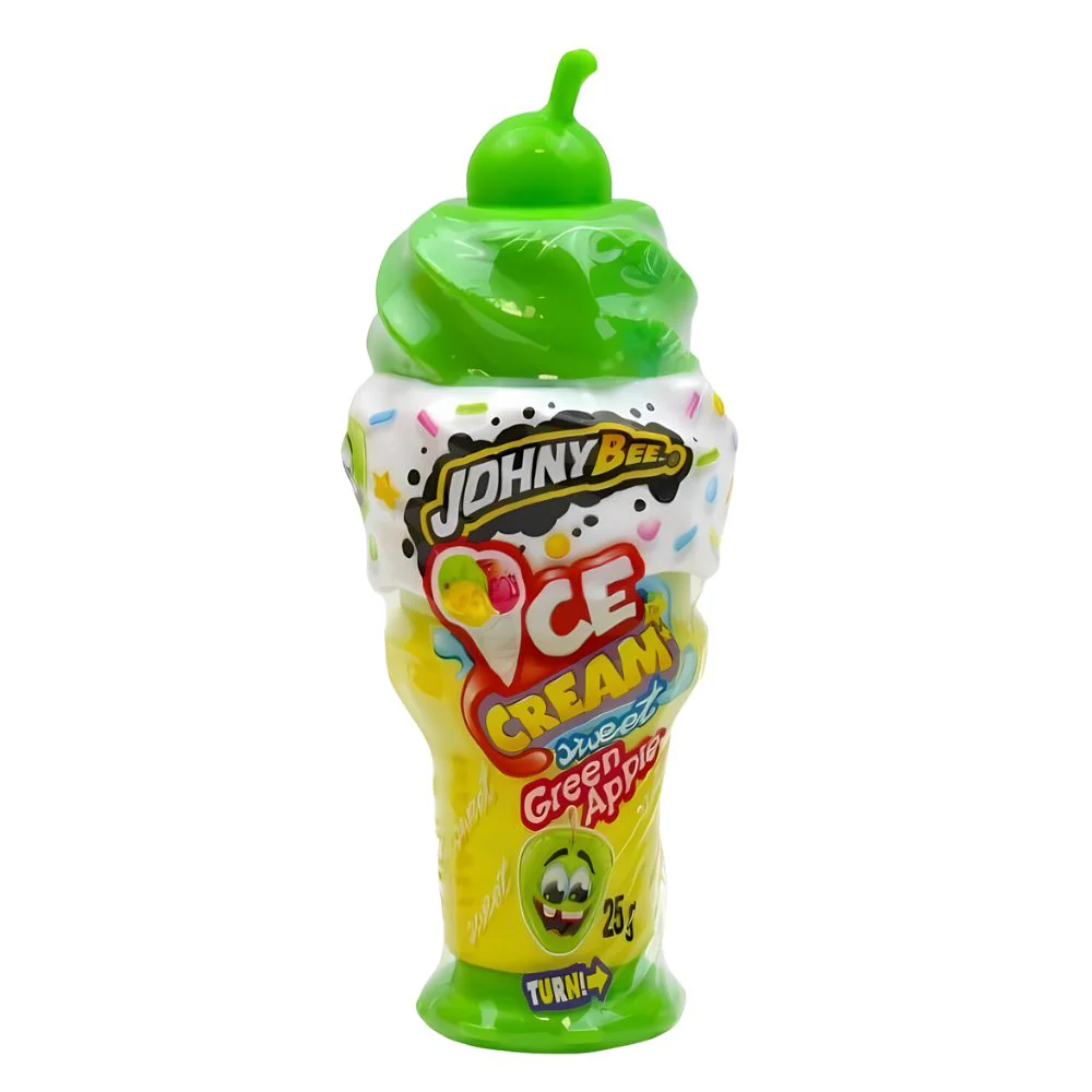 Johny Bee Green Apple Ice Cream Squeeze Gel, caramella al gusto di mela verde da 25g