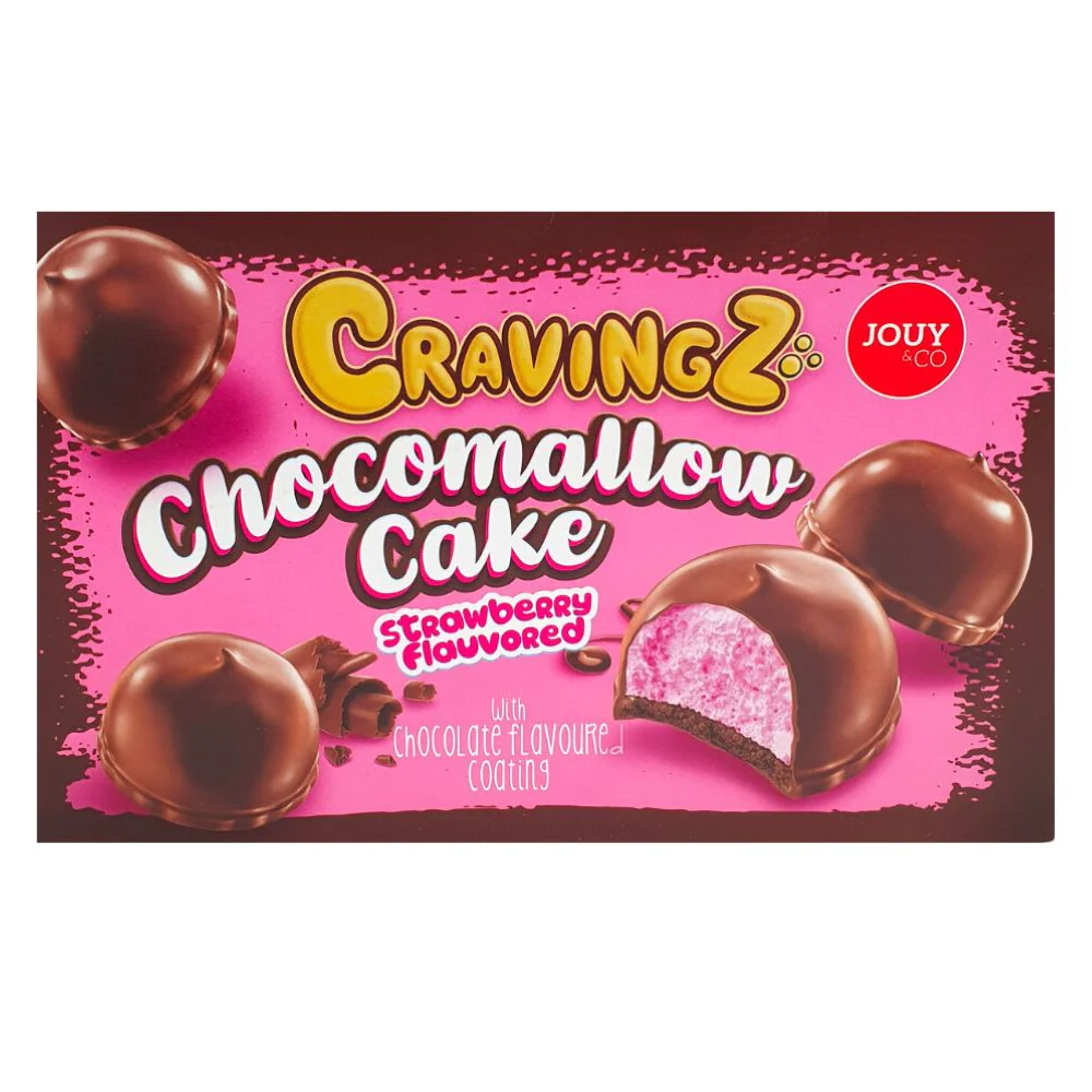 Jouy&Co Cravingz Chocomallow Strawberry Cake, biscotti di marshmallow alla fragola ricoperti di cioccolato da 150g