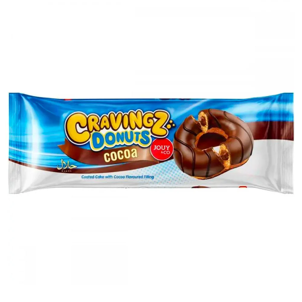 Jouy&Co Cravingz Donuts Cocoa, 5 ciambelle ripiene e ricoperte di cioccolato da 40g