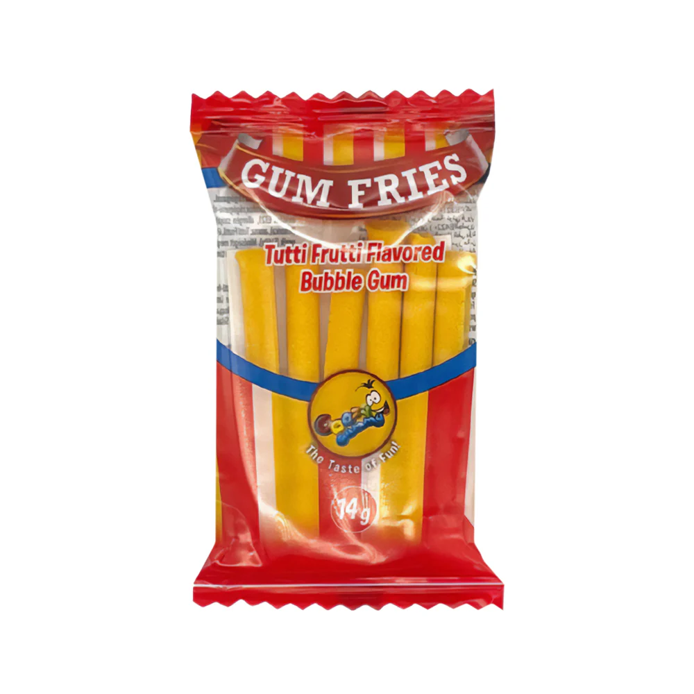 Joy Gum Crazy Fries Tutti Frutti Bubble Gum, gomma da masticare a tutti frutti da 14g