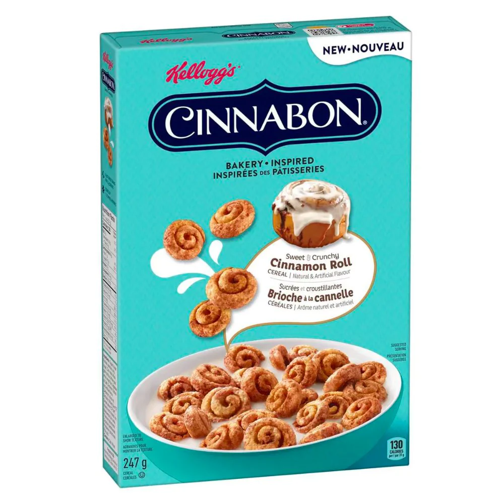 Kellogg's Cinnabon Cinnamon Roll Cereal, cereali alla cannella da 247g