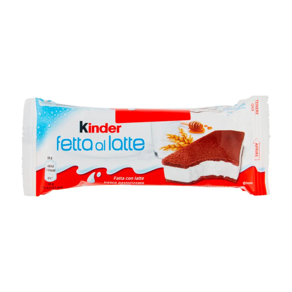 Kinder Fetta al Latte, merendina con crema al latte da 28g