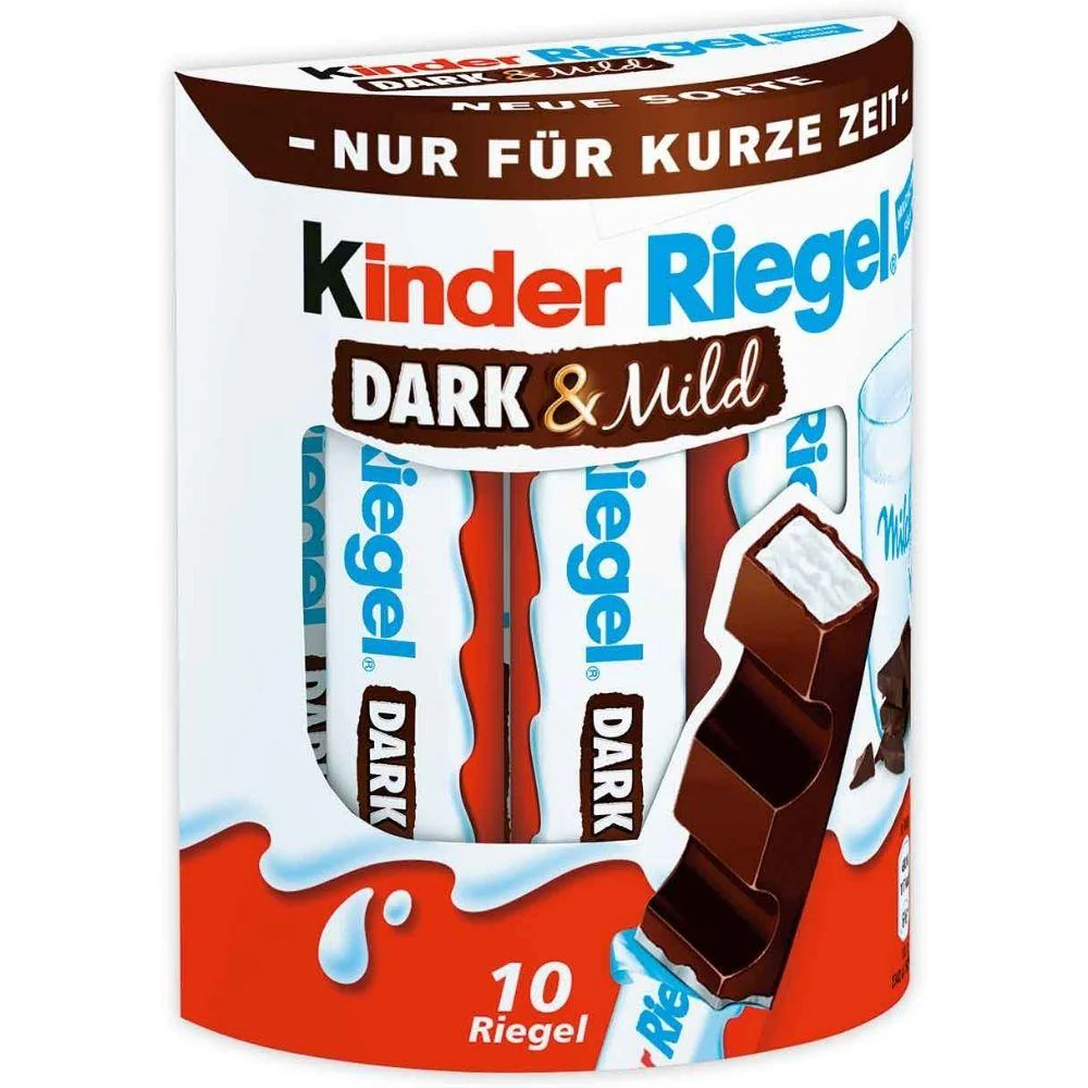 Kinder Riegel Dark & Mild, 10 barrette di cioccolato fondente e latte da 16g