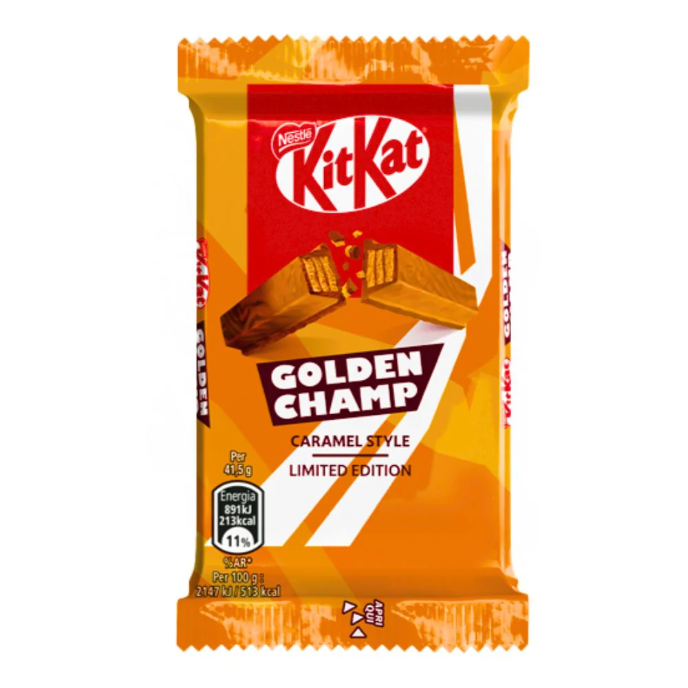 Kit Kat Golden Champ Limited Edition, wafer al cioccolato al sapore di caramello da 42g